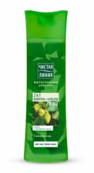 Шампунь Чистая линия 2 в 1 Фитотерапия с экстрактом хмеля и репейным маслом 400 мл